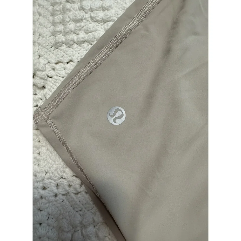 Lululemon Essential Tank Top Taupe Mesh Back Pleated Athletic Sleeveless Shirt